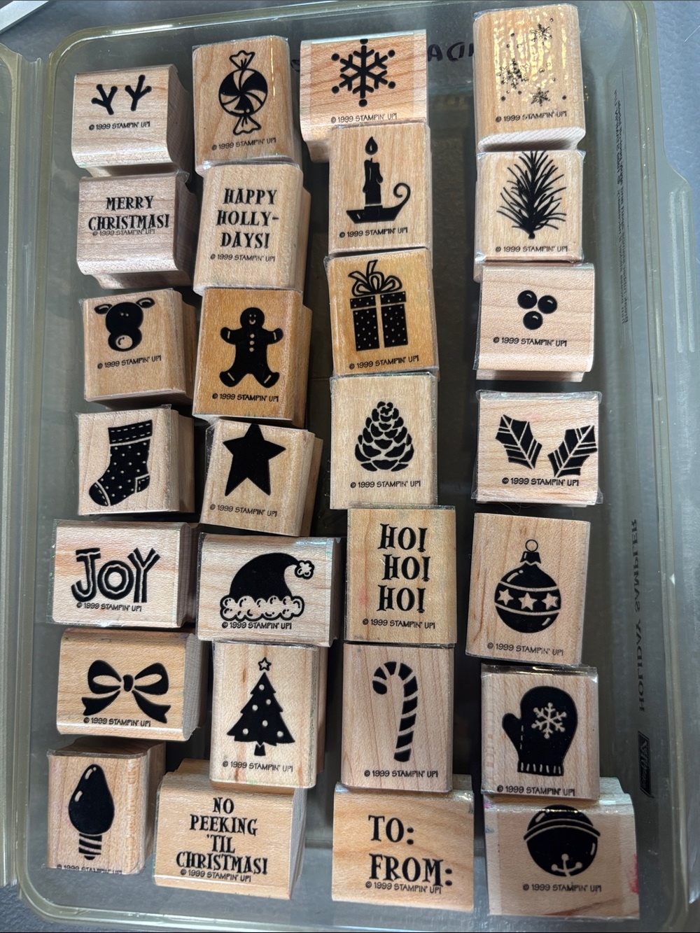 Stampin’ Up! Holiday Sampler 1999 28 Pc Wood Rubber Stamp Set Christmas